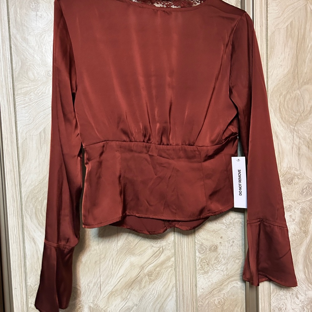 Princess Polly Copper Satin Top - Picture 2 of 7